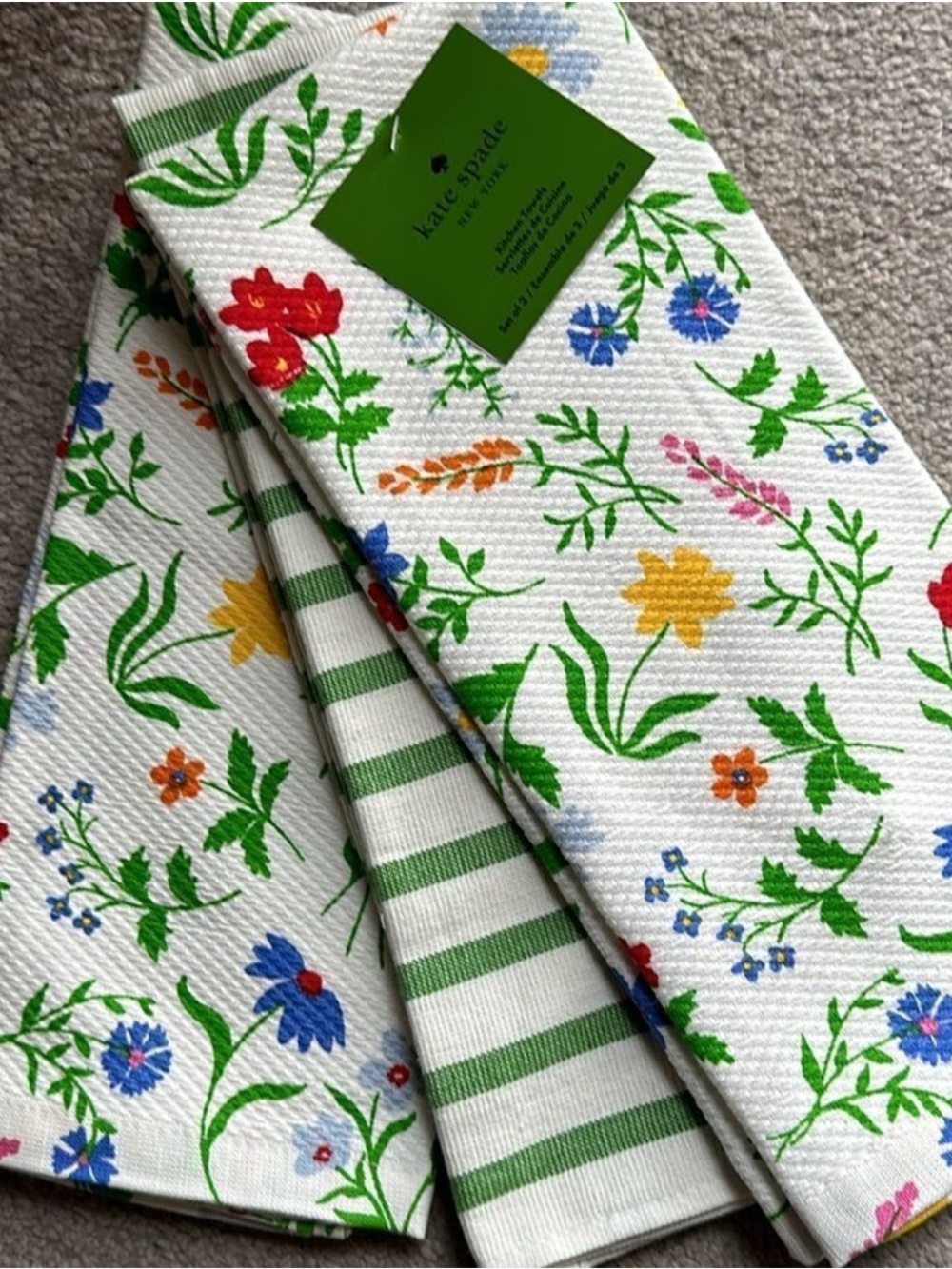 Kate Spade Botanical Set of Three Dish Towels!